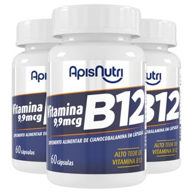 Imagem de Kit 3 Vitamina B12 Apisnutri 60 Cápsulas