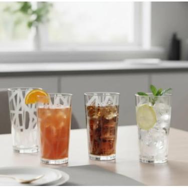 Imagem de Conjunto de 6 Copos de Vidro com Design Texturizado, 310ml, 13cm x 7.5cm, Transparente Cristalino, para Água, Sucos, Drinks e Coquetéis