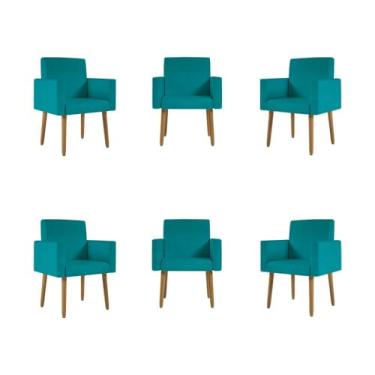 Imagem de Kit 06 Cadeiras Poltronas Decorativa - Escritório - Recepção Cor:azul-turquesa