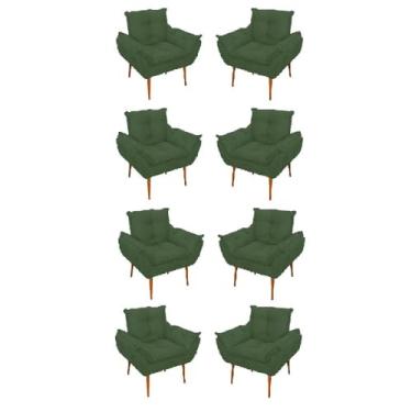 Imagem de Kit 08 Poltronas Opala Decorativas Sala de Estar Suede Cor:verde