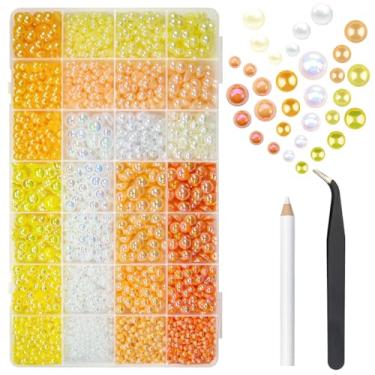 Imagem de 28 tipos de pérolas amarelas flatback para artesanato deslumbrante, 3 mm, 4 mm, 5 mm, 6 mm, 8 mm, 10 mm, plano, colorido, ab, meias pérolas, berloques para unhas, cabelo, maquiagem, artesanato, copos