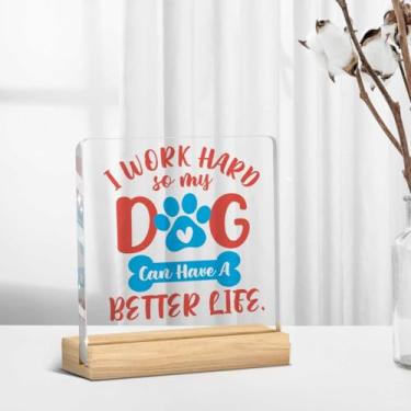 Imagem de Work Hard Dog Decoração de escritório para mulheres mãe de cachorro presentes de aniversário para dono de animal de estimação família com animais de estimação amantes de cães decoração de quarto