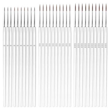 Imagem de 30 pincéis de pintura detalhados, pincel de ponta fina com 3 tamanhos #0#00#00#000 mini pincel de pintura fina em miniatura para pintura em miniatura, sala de aula, arte acrílica, pintura facial