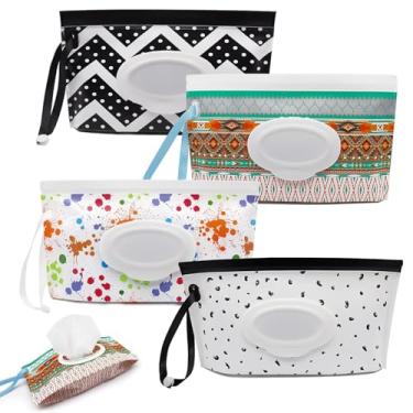 Imagem de Bolsa de lenços umedecidos recarregável portátil, dispensador de lenços umedecidos à prova d'água com zíper selado para manter os lenços úmidos