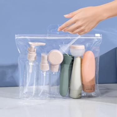 Imagem de Conjunto de frascos de viagem de 11 peças, recipientes de viagem recarregáveis com design à prova de vazamento, frascos de higiene pessoal portáteis para xampu