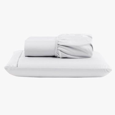 Imagem de Jogo De Lençol Peletizado 400 Fios Solteiro 2 Peças Casa - Hotel - Pousada Barato - Branco