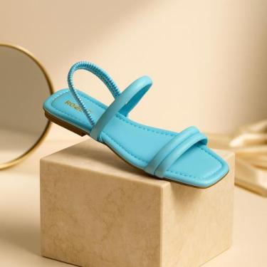 Imagem de Rasteira Sandalia Rasteirinha Calce Fácil - sem marca, Azul, 38