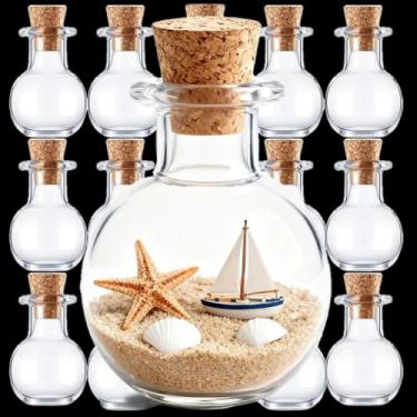 Imagem de Mini garrafa de vidro transparente à deriva com rolha de cortiça, faça você mesmo, festas de aniversário, garrafas de artesanato (8 peças, 3 x 1,7 x 1,7 cm)