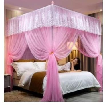 Imagem de Mosquiteiro com Armação Casal/Box/Queen – Luxo, Elegância e Proteção Contra Mosquitos(Rosa)