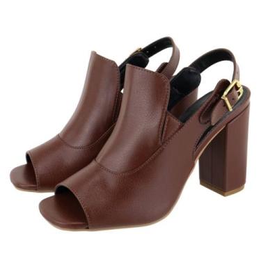 Imagem de Sandália Feminina Ankle Boot Salto Médio Fecho Fivela Sandália Casual 