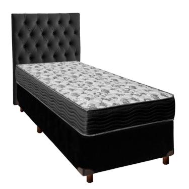 Imagem de Cama + Box Preto E Colchão Ortobom D33 Solteiro - Iso100 + Cabeceira