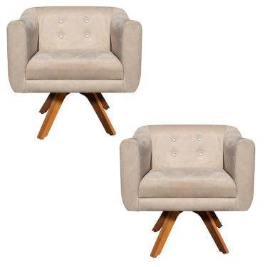 Imagem de Kit 02 Poltronas Giratória Julia Bege