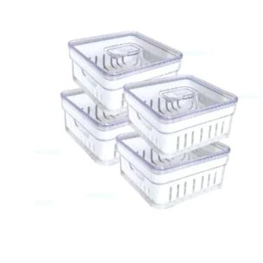 Imagem de Recipientes Para Armazenamento No FrigoríFico — Cestos EmpilháVeis Para Alimentos, Legumes E Plantas(4,1,4 Litros)