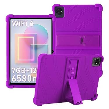 Imagem de ATOOZ Capa de silicone macio para tablets Blackview Tab 30/70 WiFi 10,1 polegadas - capa OSCAL Pad 70/60 roxa roxa com suporte para crianças