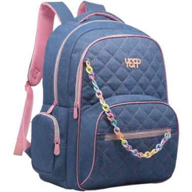 Imagem de Kit Mochila Grande E Estojo Box Escolar Juvenil Jeans Matelasse Teen F