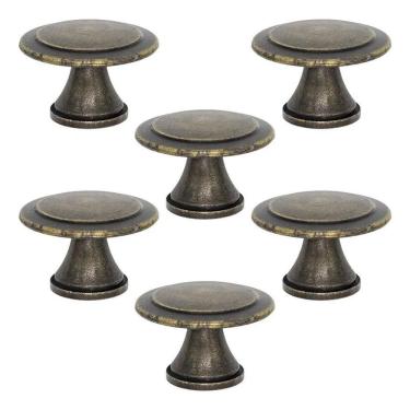 Imagem de 6 Pçs Puxador Ponto Bolinha Colonial 1 Furo Gavet Ouro Velho