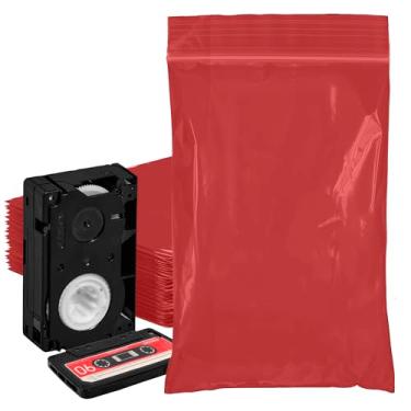 Imagem de PUREVACY Sacos de zíper vermelhos para embalagem, 15 x 23 cm. Pacote com 1000 sacos de plástico. Sacos de plástico recicláveis. Sacos de zíper de polietileno de 2 mm de espessura. Saco reciclável com