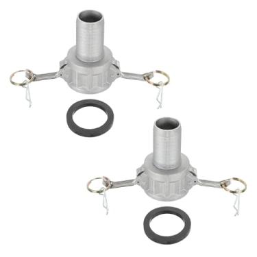 Imagem de PATIKIL Encaixe de came e ranhura de alumínio de 3,8 cm, 2 peças de plugue de poeira Part-C adaptador macho fêmea NPT rosca Cam Lock Fitting Quick Disconnect Acoplamento Cam Lock Adaptador de