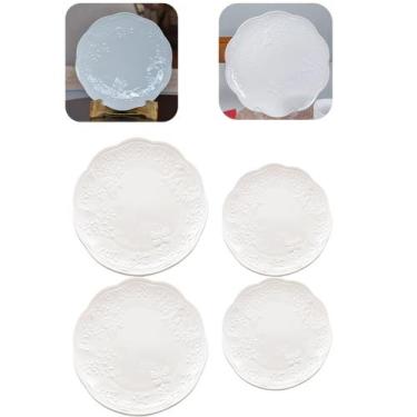Imagem de Kit 2 Pratos Rasos Jantar E 2 P/Sobremesa Porcelana Branco New Bone Fl