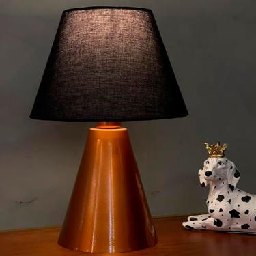 Imagem de Abajur Luminária De Mesa Clássica Cone Cobre Com Cúpula algodão Preto Para Decoração Casa e Sala, Escritório, Quarto e Cabeceira Cama