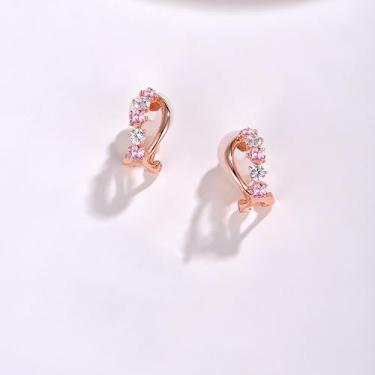 Imagem de Brincos femininos com clipe de vários zircões, hipoalergênicos, não perfurados, sem dor, Medium, Cobre, Zircônia