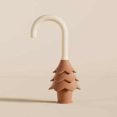 Imagem de 1 batente de porta de silicone em forma de guarda-chuva anti-beliscar protetor de dobradiça, clipe de porta pendurado para segurar Ajar evita batidas para escritório em casa, marrom