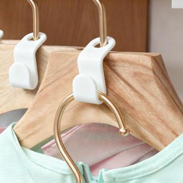 Imagem de Pacote com 20 conectores de cabide resistentes – Ganchos de armário que economizam espaço para organização de guarda-roupa, cabides de plástico durável para calças, saias e cachecóis - branco
