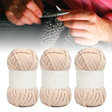 Imagem de KIMISS 5 Unidades de Fio de Espaguete - Fio de Algodão Macio de 0,8 pol. de Largura Em Cores Brilhantes para Projetos de tricô, crochê e Faça você Mesmo - Ideal para Tapetes, Cestas e macramê (Bronzeado claro)