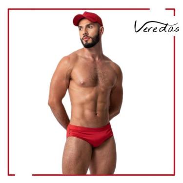 Imagem de Sunga Slip Forrada Adulto lateral 8cm - Veredas, Vermelho, G