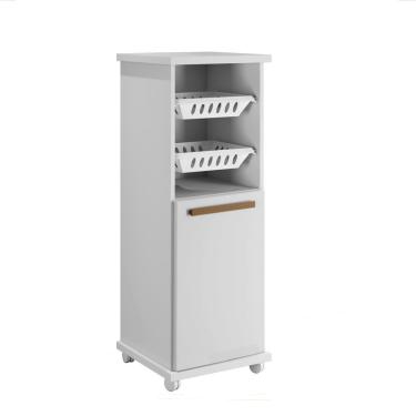 Imagem de Armário Cozinha Com Fruteira Paraná 1 Porta 1 Prateleira 2 Cestos Arte Móveis Branco