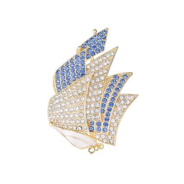 Imagem de Broche vintage de veleiro, broche de transporte, broche de navio, tachas de terno, brincos de camisa para mulheres para homens, joias delicadas de Natal, casamento, aniversário, férias, joias