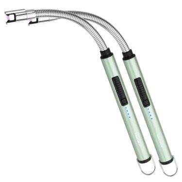 Imagem de ARECTECH Isqueiro Elétrico de Arco de Vela Recarregável USB Longo Isqueiro para Vela Cozinhar Churrascos Fogos de Artifício Verde Pacote com 2