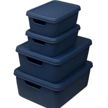 Imagem de Caixa Organizadora Com Tampa Cesto(Azul Marinho)
