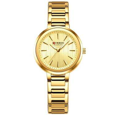 Imagem de Relógio Feminino Minimalista Dial Quartzo Design Fino à Prova D´agua Dourado