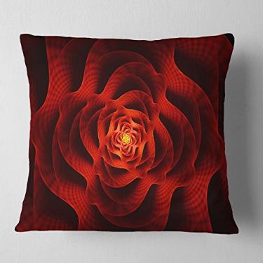 Imagem de Designart Fractal Red Love' Flower Throw Sala de estar, Sofá, Almofada de alta qualidade + Capa de almofada impressa em ambos os lados 45,72 cm x 45,72 cm