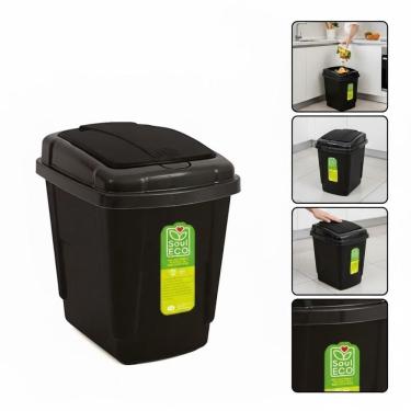 Imagem de Lixeira Com Tampa Click Cesto Lixo Portatil Pia Banheiro Escritorio Cozinha 4,5 Litros Preto
