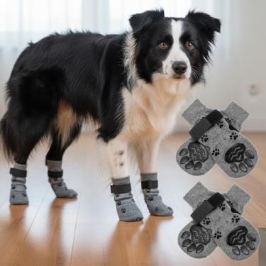 Imagem de 4 meias antiderrapantes para cães - botas de cachorro para evitar lamber patas, sapatos antiderrapantes para cães ao ar livre, ótimo para proteção de patas de cães