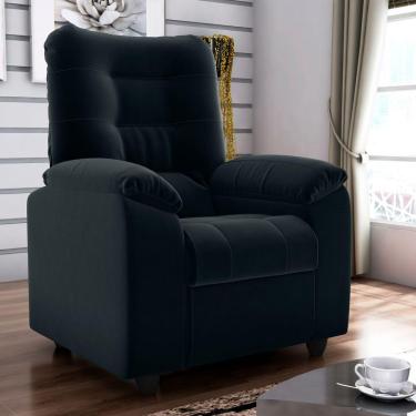 Imagem de Poltrona Almofadada Reclinável Bristol Veludo Inca Preto