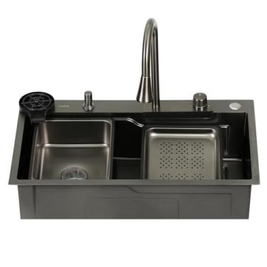 Imagem de Cuba Cascata Gourmet Premium Aço Inox 304 com Válvula, Dispenser, Torneira, Cifão, Cestos, Tábua e Lavador Copos ICB17