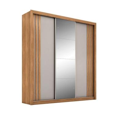 Imagem de Guarda Roupa Espelhado 3 Portas Oba Amêndola Nude Preto