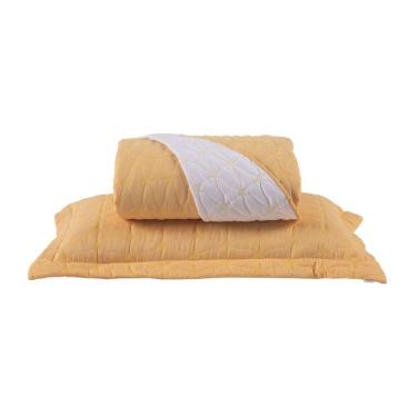 Imagem de Cobre Leito Solteiro Cristal Percal 200 Fios Bordado 2 Peças - Amarelo