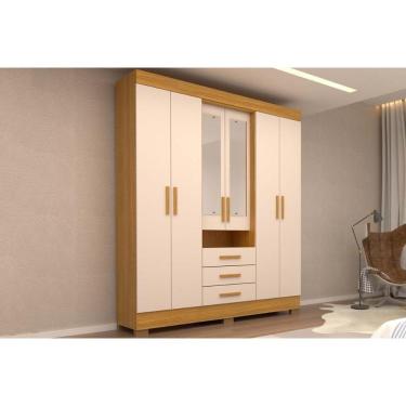 Imagem de Guarda Roupa 6 Portas (2 C- Espelho) E 9 Gavetas Débora Nature-off White - Acp
