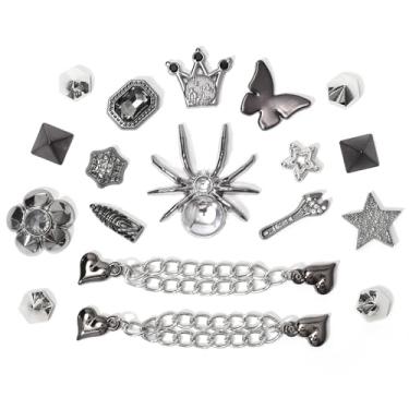 Imagem de Eooberr 22 peças pingentes de strass com pérolas brilhantes com 2 correntes de sapato brilhantes, letra LOVE Queen, pingentes de decoração de sapatos para sandálias de tamanco femininas e meninas