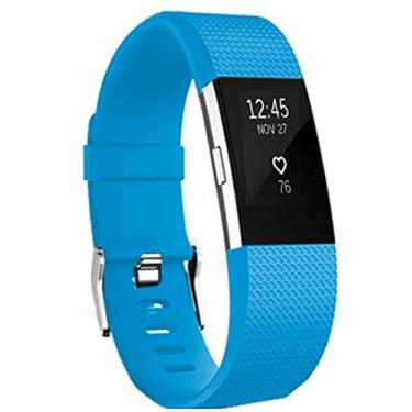 Imagem de PANDA BOBO Pulseiras esportivas compatíveis com Fitbit Charge 2, pulseiras clássicas ajustáveis (azul celeste, pequena)