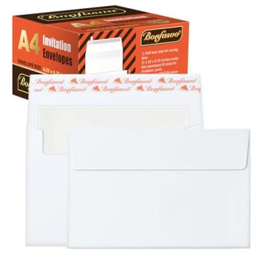 Imagem de Bonfasvo Envelopes de convite A4, 10 x 15 cm, autovedante, branco, 250 unidades