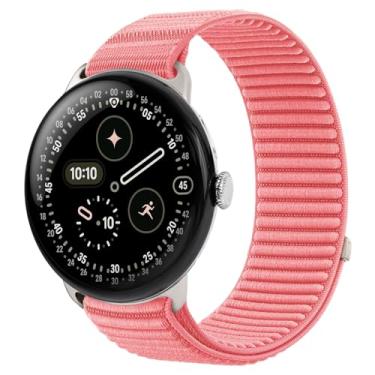 Imagem de BandRain Pulseiras esportivas de nylon compatíveis com Google Pixel Watch 4/3/2/1 de 45 mm e 41 mm, conector de aço atualizado, pulseiras de substituição trançadas macias e respiráveis para mulheres e