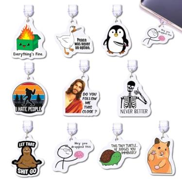 Imagem de TRXYQ Pacote com 10 berloques de emoji engraçados para E-Reader Kindle Dust Plug Acessórios compatíveis com tablets Kindle, telefone, iPad tipo C, porta de carregamento, presente para amantes de