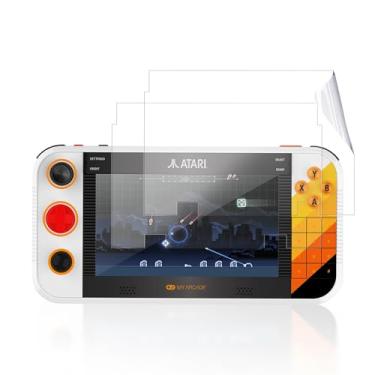 Imagem de YAJOJO Pacote com 2 protetores de tela para console de jogos portátil My Arcade Atari Gamestation Go, transparente, filme flexível, compatível com capas, para My Arcade Atari Gamestation Go, clareza