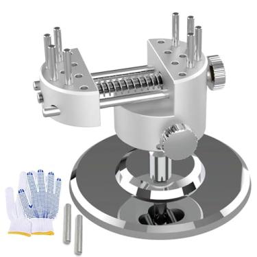 Imagem de Mini torno de bancada giratório de 360°, torno de hobby de liga de alumínio CNC, com 10 pinos de banco, 8 almofadas de borracha, largura máxima de fixação de 6,5 cm para fabricação de joias
