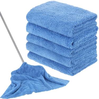 Imagem de Anmrept 5 peças de pano de limpeza de microfibra extra grande 76 x 50 cm, pano lavável e reutilizável para esfregão de rodo, casa, chão, cozinha, carro, janela, altamente absorvente, sem fiapos e
